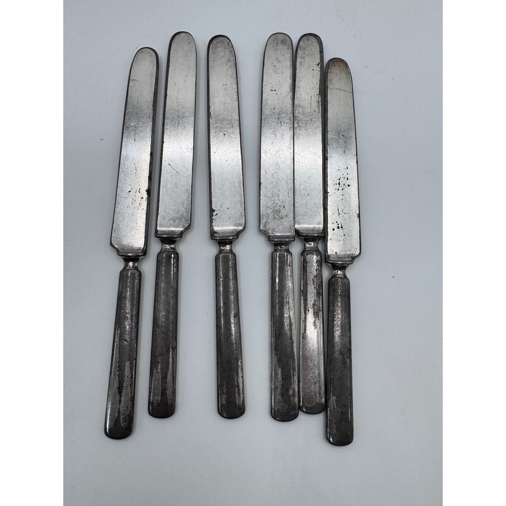 Set of 6 Vintage Silver Plated‎ Butter Knives Ornate Handles Dining Flatware